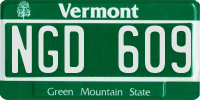 VT license plate NGD609