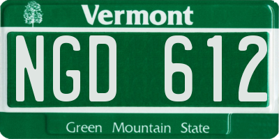 VT license plate NGD612