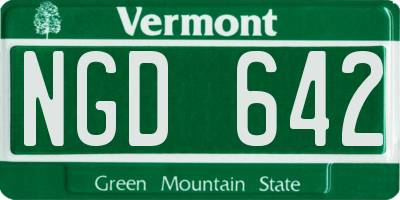 VT license plate NGD642
