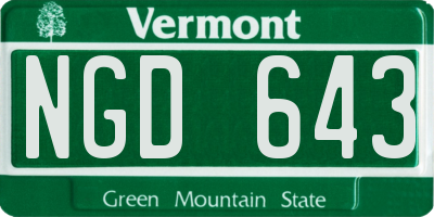VT license plate NGD643