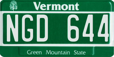 VT license plate NGD644