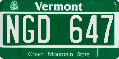 VT license plate NGD647