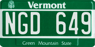 VT license plate NGD649