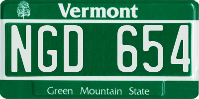 VT license plate NGD654