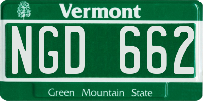 VT license plate NGD662