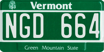 VT license plate NGD664