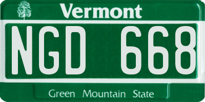 VT license plate NGD668