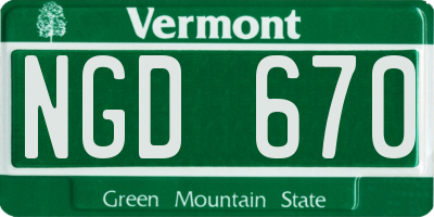 VT license plate NGD670