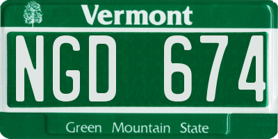 VT license plate NGD674