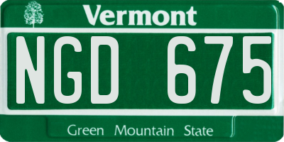 VT license plate NGD675