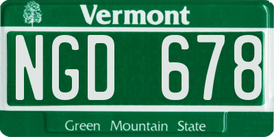 VT license plate NGD678