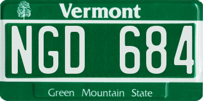 VT license plate NGD684