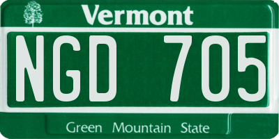 VT license plate NGD705