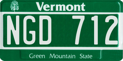 VT license plate NGD712