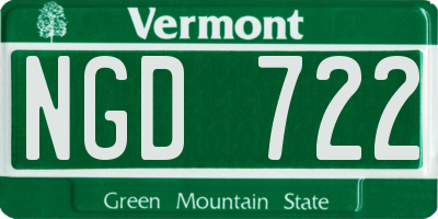 VT license plate NGD722