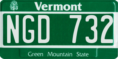 VT license plate NGD732