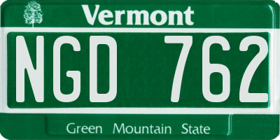 VT license plate NGD762