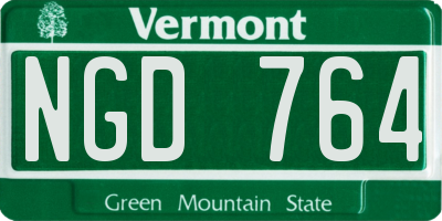 VT license plate NGD764