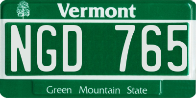 VT license plate NGD765