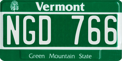 VT license plate NGD766