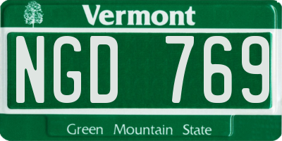 VT license plate NGD769