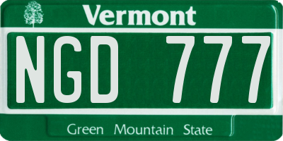 VT license plate NGD777