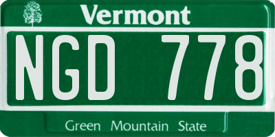 VT license plate NGD778