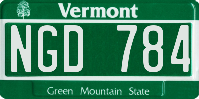 VT license plate NGD784