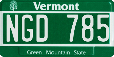 VT license plate NGD785