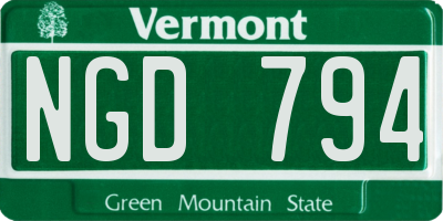 VT license plate NGD794
