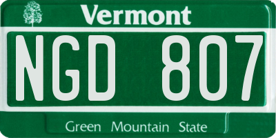 VT license plate NGD807