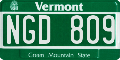 VT license plate NGD809