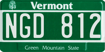 VT license plate NGD812