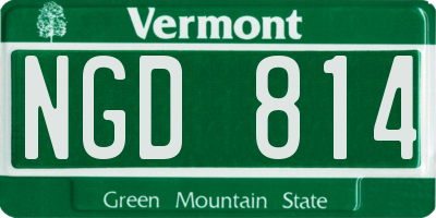 VT license plate NGD814