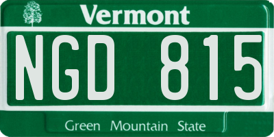 VT license plate NGD815