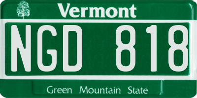 VT license plate NGD818