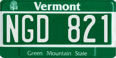 VT license plate NGD821