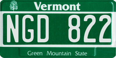 VT license plate NGD822