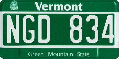 VT license plate NGD834