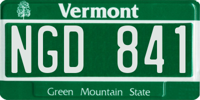 VT license plate NGD841