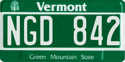 VT license plate NGD842