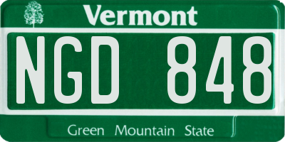 VT license plate NGD848