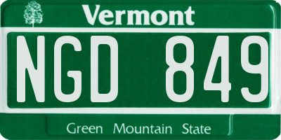 VT license plate NGD849