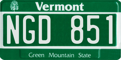 VT license plate NGD851