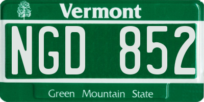 VT license plate NGD852