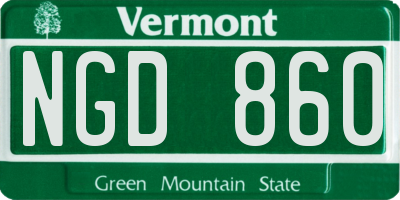 VT license plate NGD860