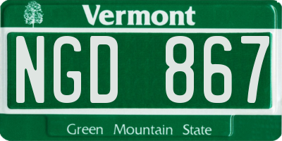 VT license plate NGD867