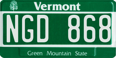 VT license plate NGD868