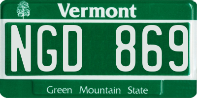VT license plate NGD869