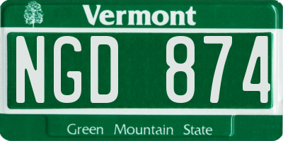 VT license plate NGD874